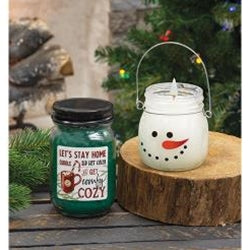 Twisted Peppermint Snowman Head Candle