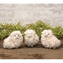 MINI HANDCRAFTED FUZZY SHEEP SET OF 3