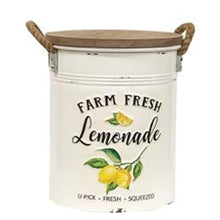 Load image into Gallery viewer, Distressed and Embossed Farm Fresh Lemonade Canister
