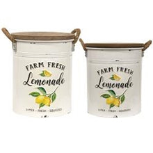 Load image into Gallery viewer, Distressed and Embossed Farm Fresh Lemonade Canister
