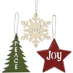 Peace, Joy, or Noel Ornament