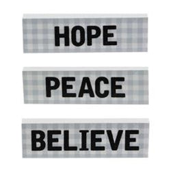 Plaid Believe Mini Block Set of 3