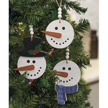 Load image into Gallery viewer, Happy Beaded Snowhead Ornaments Set of 3
