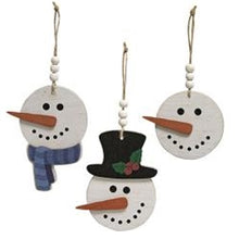 Load image into Gallery viewer, Happy Beaded Snowhead Ornaments Set of 3
