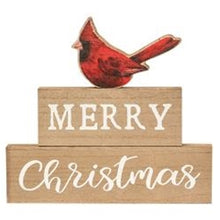 Load image into Gallery viewer, Merry Christmas Cardinal Block Stackers Set of 3
