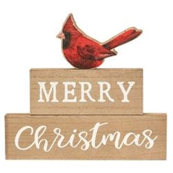 Merry Christmas Cardinal Block Stackers Set of 3