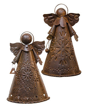 Rusty Angel Candle Holders Set of 2