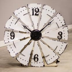 White Enamel Windmill Clock