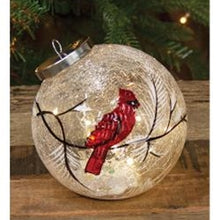 Load image into Gallery viewer, Snowy Cardinal Light Up Ball Ornament
