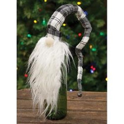 Long Hat Black & White Santa Head Wine Bottle Topper