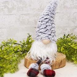 Small Dangle Leg Plush Fur Gnome w/Fluffy Hat