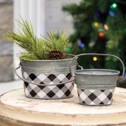 Black & White Buffalo Check MINI Oval Pail