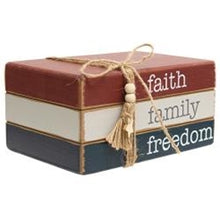 Load image into Gallery viewer, Faith Family Freedom Wooden Book Stack
