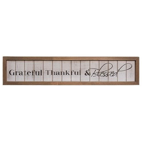 Framed Shiplap Grateful Thankful Blessed Sign