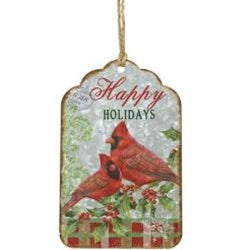 Happy Holidays Cardinal Tag