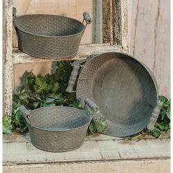 Metal Pots w/Handles Set of 3