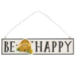 Be Happy Metal Beehive Sign