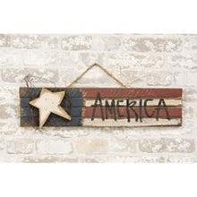 Load image into Gallery viewer, Wooden America Flag Sign with Wood Star
