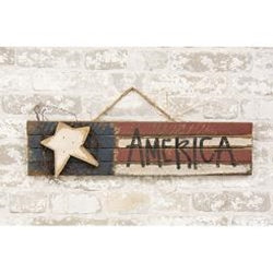 Wooden America Flag Sign with Wood Star