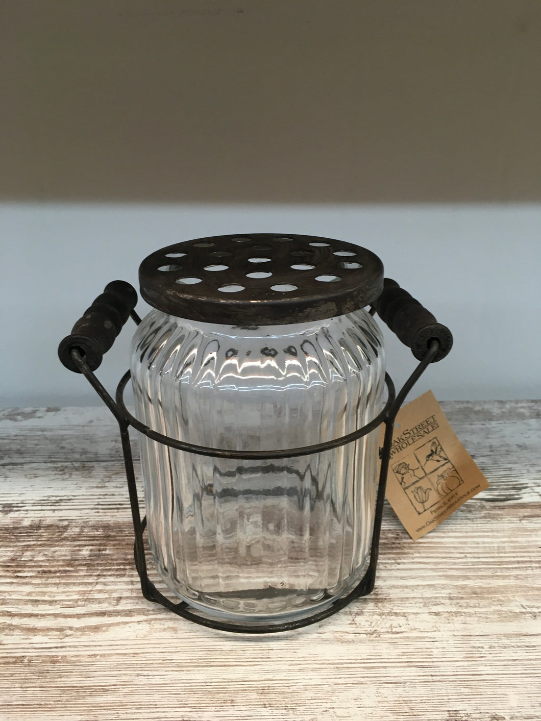 Wide Glass Jar with Holder