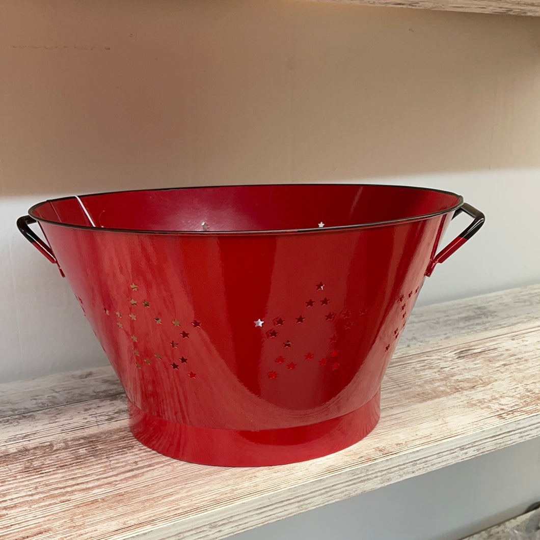 Red Enamel Colander with Stars