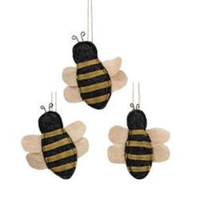 Load image into Gallery viewer, Set of 3 Mini Bee Ornaments
