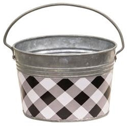 Black & White Buffalo Check Oval Pail