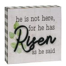 Load image into Gallery viewer, He Is Risen Box Sign
