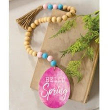 Load image into Gallery viewer, Hello Spring Wood Bead Garland w/Easter Egg
